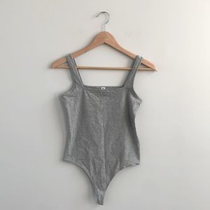 BP Grey Thong Square Neck Bodysuit